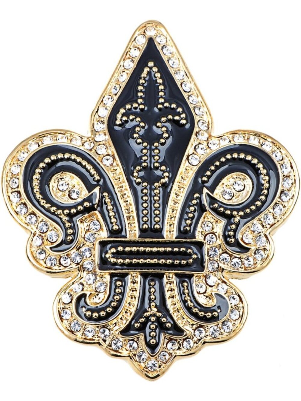 Gothic Medieval Fleur De Lis Lily Brooch Pin in Golden Tone - Vintage Style